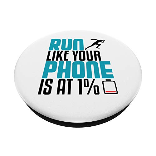 Divertido corredor de correr como telÃ©fono en medio maratÃ³n regalo de mordaza PopSockets PopGrip Intercambiable