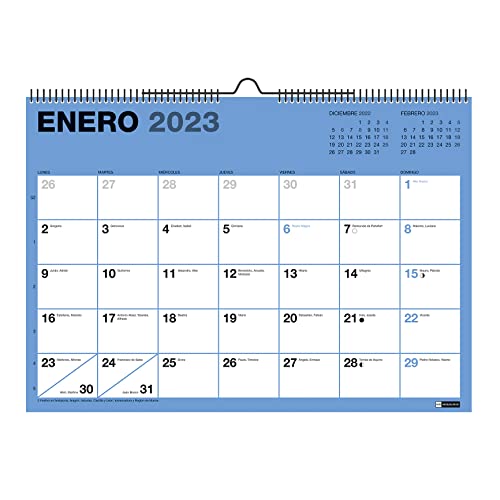 MIQUELRIUS - Calendario Pared 18 meses - de Julio 2022 a Diciembre 2023 - con espacio para escribir - TamaÃ±o A3 - Color