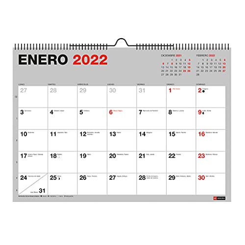 Miquelrius - Calendario Pared 2021-2022 - 18 meses (Julio 2021 - Diciembre 2022), TamaÃ±o A3 42 x 29,6 cm, Basic