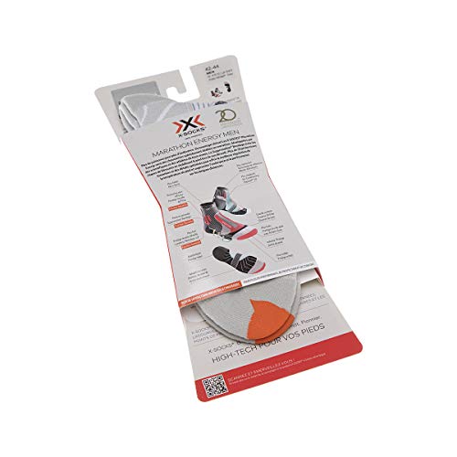 Calcetines X-Socks Marathon Energy unisex, color blanco Ã¡rtico y gris perla, 42-44
