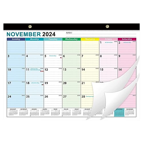 Calendario de pared de enero de 2024 a junio de 2025, calendario acadÃ©mico de pared de 18 meses del curso 2024-2025, calendario mensual rasgable para oficina, planificador familiar, calendario